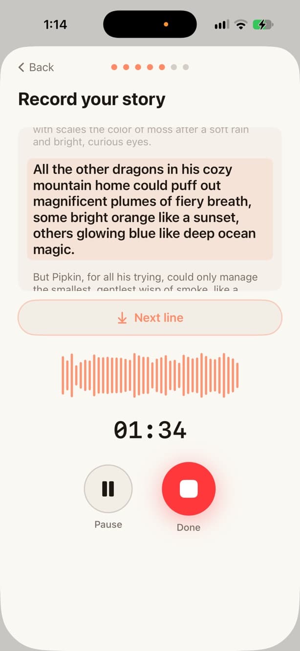 Ember app recording screen while a grandparent reads a story